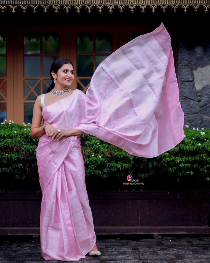 Women's Pink Color Silk Saree With Beautiful Zari Work - NAITRI COLLECTION - Indiakreations