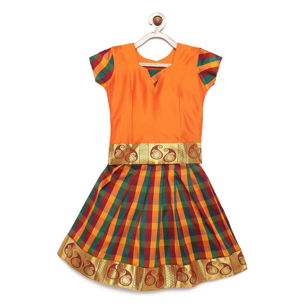 Girl's Orange Color Pavadai Set - BABY LAKSHMI