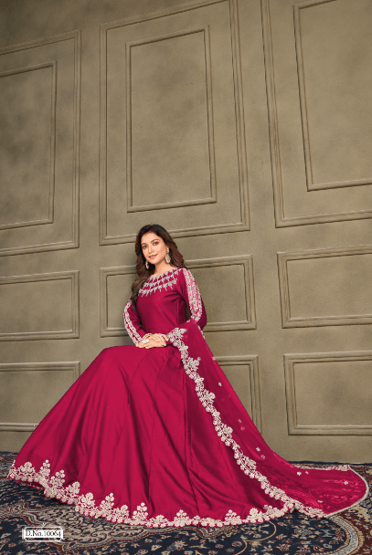 Latest Stylish Pink Designer Art Silk Salwar Suit - Indiakreations