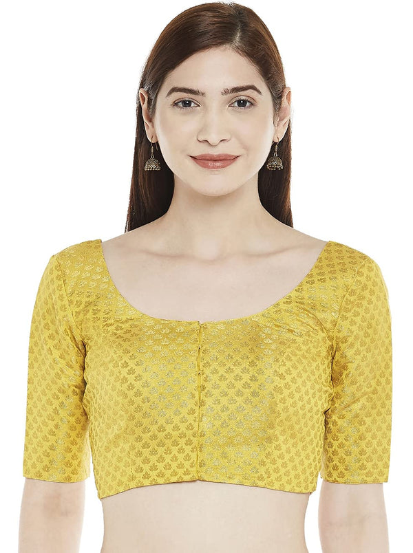 Women's Yellow Brocade Blouse by Shringaar- (1pc set)