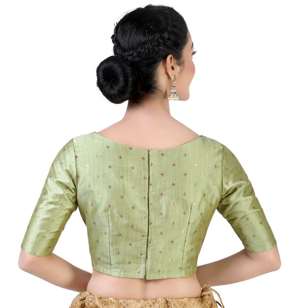 Women Pista Green Saree Blouse by Shringaar (1pc)