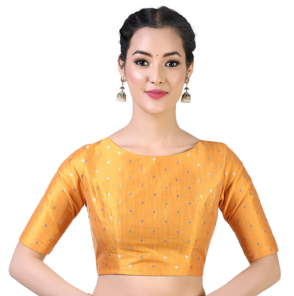 Women's Orange Brocade Blouse by Shringaar- (1pc set)