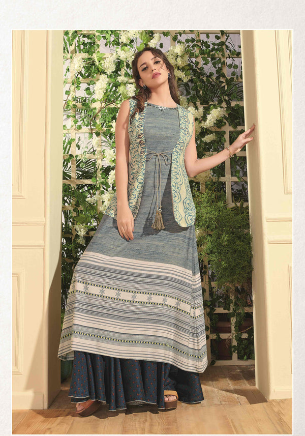 Women's Multi Color Blend cotton Printed Gown AD-2068 - Navyaa
