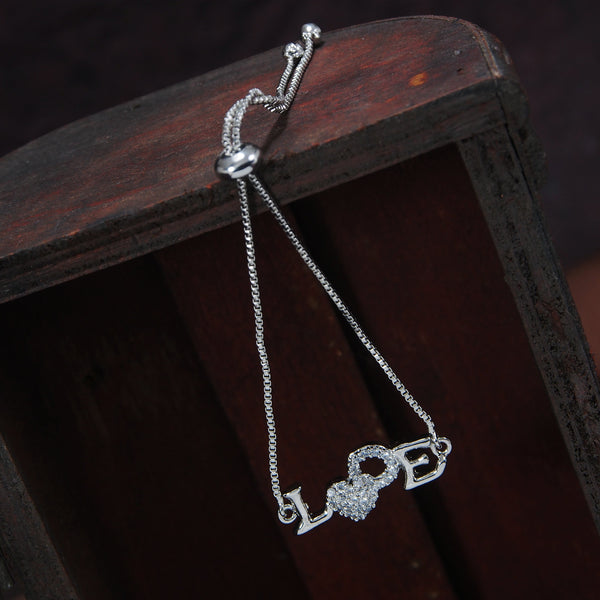 Women's Cubic Zirconia Adjustable Bracelet Jewellery with Pull-Chain for Women - I Jewels