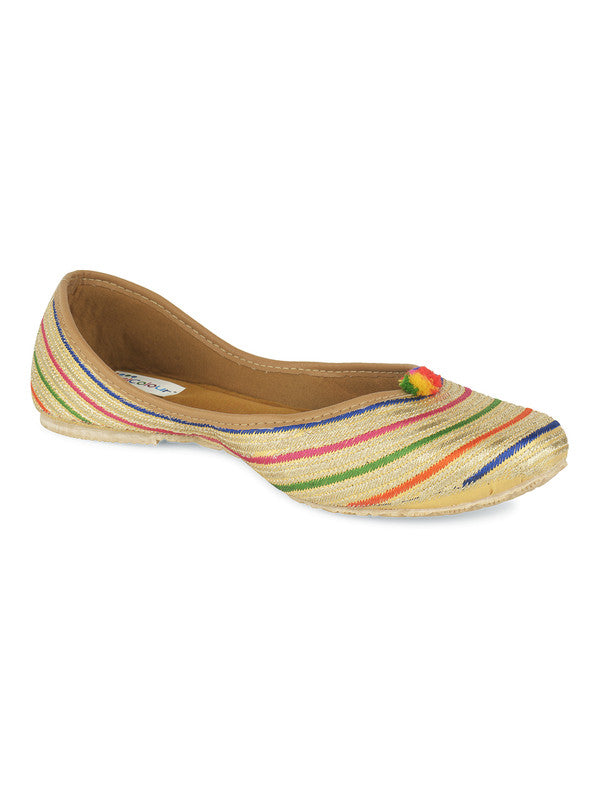 Women's Multicolour Embroidered Party Wear Flat Comfort Footwear-4145 - Desi Colour