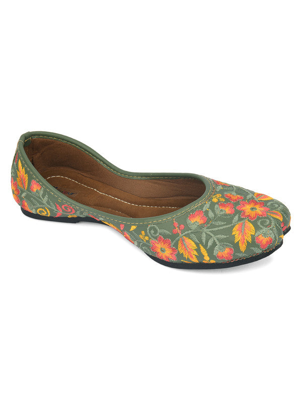 Women's Greenwood Florals Indian Ethnic Comfort Footwear - Desi Colour