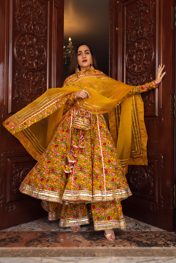 Women's Mastani Cotton Anarkali Plazzo Set - Pomcha Jaipur