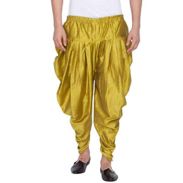 Men's Green Cotton Silk Blend Dhoti - Vastramay
