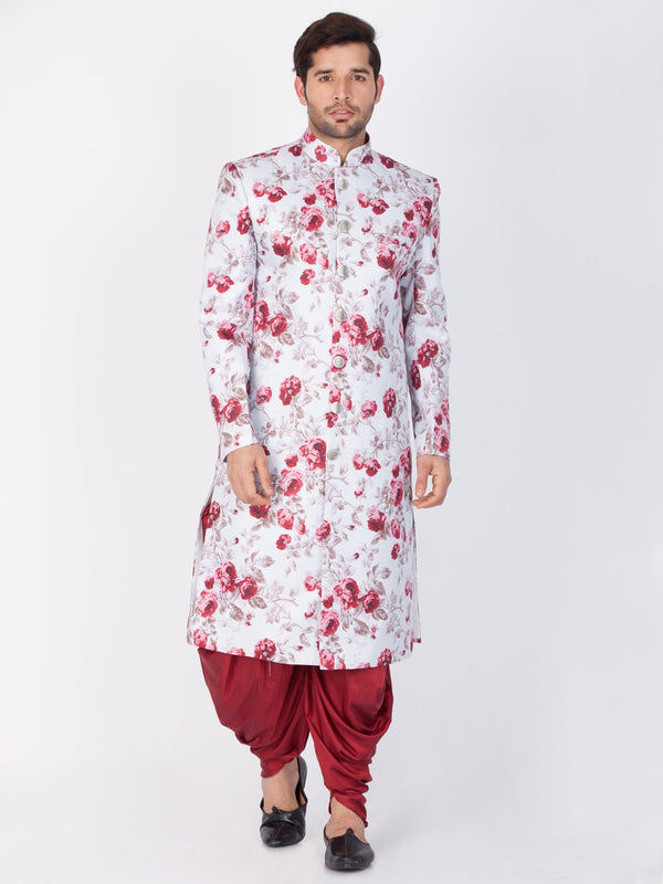 Men's Multicolor Cotton Blend Sherwani Set - Vastramay