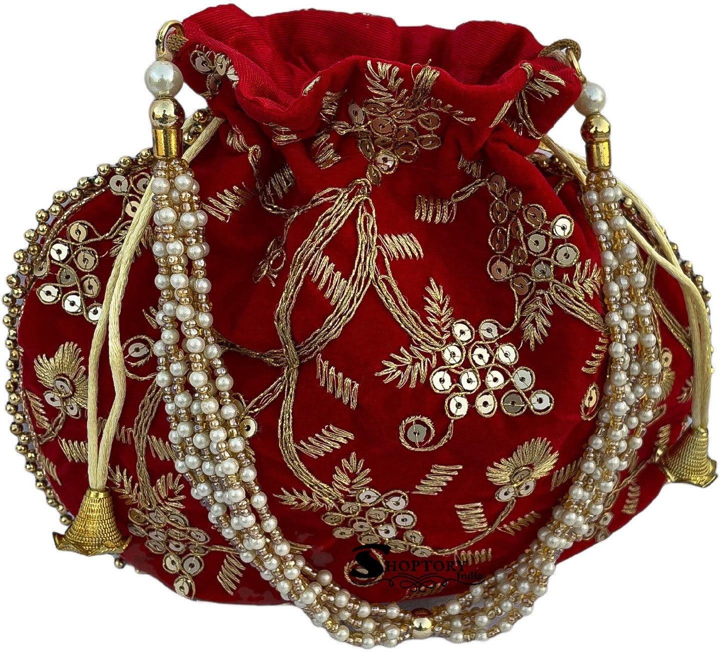 Uttam Covers Multi Color Embroidery Potli Bag With Pearl Handle & Tassel  Wedding Trendy Purse Women's Handbag – Uttam Cover